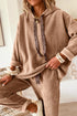 Leopard Tie Corduroy Hoodie High Waist Jogger Pant Set